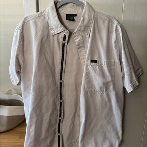 Santa Cruz Skateboards Men's Casual Button Down Shirt - Cream